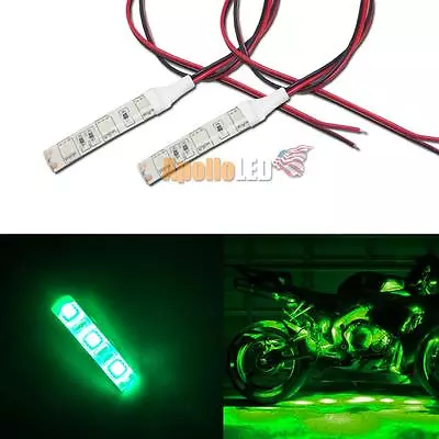 2x 12V 5050-SMD Green LED Strip Lights For Motorcycle Under Glow Accent Lighting • $6.99