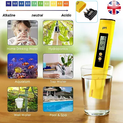 £5.49 • Buy Water Tester PH Meter Pen LCD Digital 0-14 PH Drinking Hydroponics Aquarium Pool