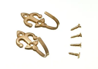 £144.98 • Buy New Curtain Tie Back Hold Back Hooks Fleur De Lys Solid Brass Screws (100 Pairs)