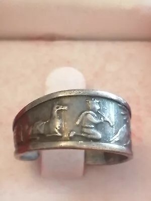 Antique Solid Silver Mayan? Adjustable Ring  • $54.99