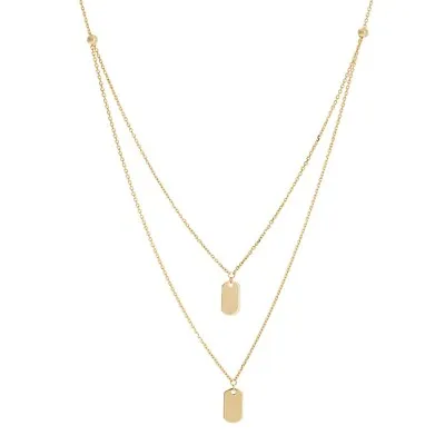 $380 • Buy 14K Solid Yellow Gold Doubled DUO Mini Dog Tag Adjustable Necklace 3.40 Grams