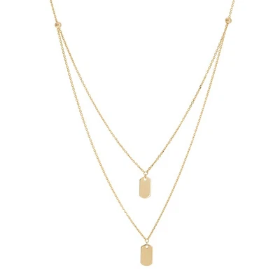 $380 • Buy 14K Solid Yellow Gold Doubled DUO Mini Dog Tag Adjustable Necklace 3.40 Grams