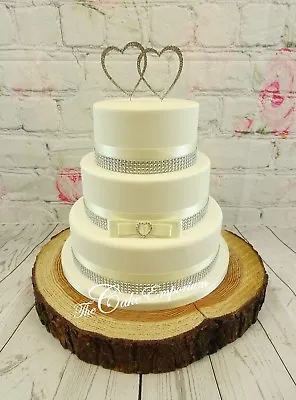 £1 • Buy Wedding Cake Love Heart Rhinestone – Satin/diamante Ribbon Cake Topper Set