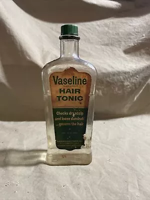 Vintage Glass Bottle Advertising VASELINE HAIR TONIC 10 Fl Oz W Product • $28.99