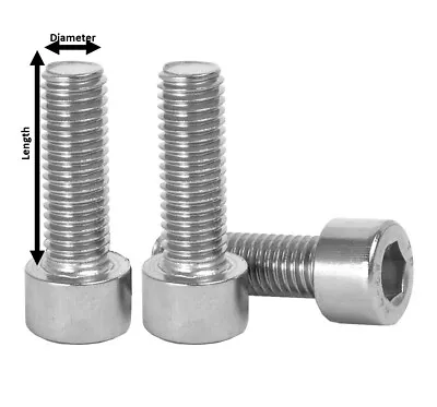 M3 M4 M5 M6 A2 Stainless Steel Allen Bolt Socket Cap Screws Hex Head DIN 912 • £0.99