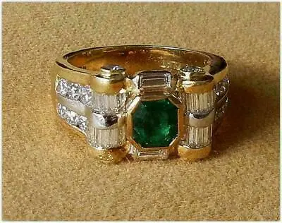 Men's 3Ct Asscher  Lab-Created Emerald Engagement Ring 14k Yellow Gold Finish • $94.50