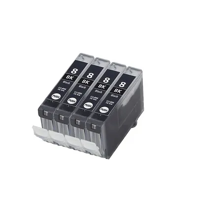 4 Black Ink Cartridge For Canon IP3300 IP3500 IP4200 IP4300 IP4500 CLI-8BK • £5.63