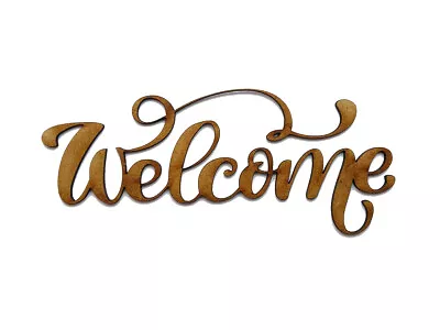 Wooden MDF Welcome Sign Word Craft Shape Laser Cut Embellishment • £3.29