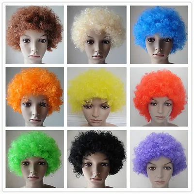 Curly Afro Fancy Dress Wig Disco Clown Mens/Ladies Costume Accessory 10 Colours • £1.75