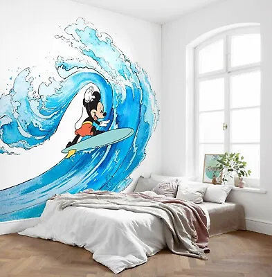Children Wallpaper Disney Wall Mural 300x280 Cm Giant Picture Mickey Surfing • £138.99