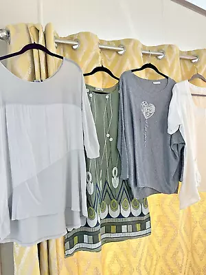 Lagenlook Italy Top Bundle Dress Smock Tunic Blouse Linen Chiffon X4 L Xl 16 Fs • £3.99