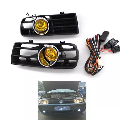 For VW Golf MK4 97-03 03 02 Car Front Bumper Grill Yellow Fog Light Lamp Grille • $89.95