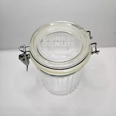 Vintage DUNKIN DONUTS Glass Coffee Storage Jar Container 6.5” Canister • $14.99