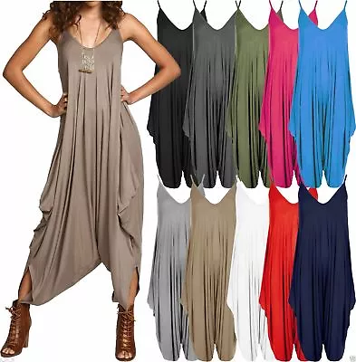 £9.99 • Buy New Ladies Womens Cami Jumpsuit Playsuit Romper Harem Lagenlook Dress 8-26