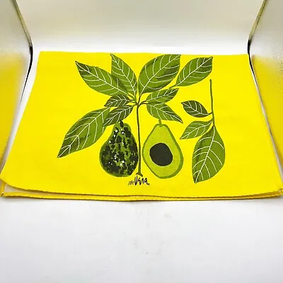 Vera Newman Tea Towel Linen Blend Fruits Vegetables Avocado MCM In Yellow Green • $29.99