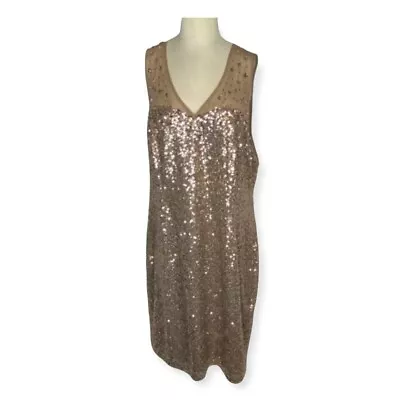 Marina $189 Sleeveless Sequin Dress Gown Bronze Size 16 Dress Formal Party • $73.95