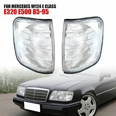 $33.66 • Buy 2X Fit Mercedes W124 E Class E320 E500 85-95 White Turn Signal Corner Light Lens