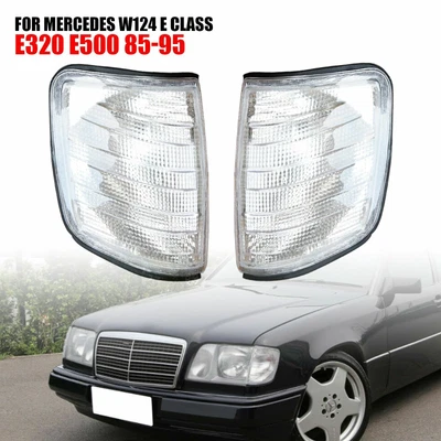 $31.98 • Buy 2X Fit Mercedes W124 E Class E320 E500 85-95 White Turn Signal Corner Light Lens
