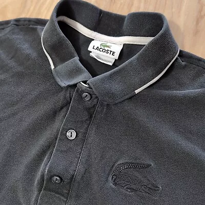 Lacoste Shirt Mens Siz 7 Big Croc Polo Logo Designer Active Black White Accent  • $22.99