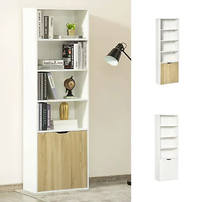 2 Door 4 Shelves Tall Bookcase Modern Bookshelf Storage Display Unit Home Office • £64.99