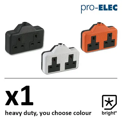 1 X 13 Amp Pro Elec 2 Gang Rubber Socket 13A Heavy Duty Mains Electrical 3pin  • £5.17