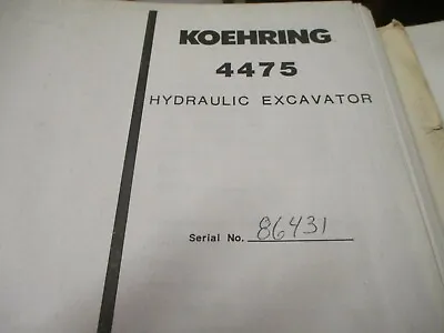 $49.99 • Buy Koehring 4475 Wheel Excavator Parts Operation Maintenance Service Manual 