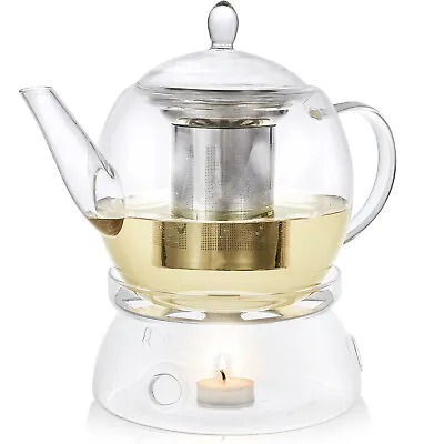 Teabloom Prague Glass Teapot & Tea Warmer Set • $39.95