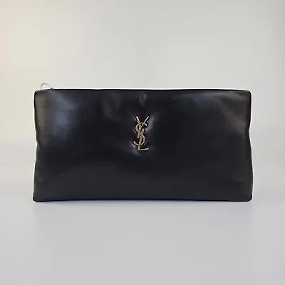 Saint Laurent Black Leather Long Pouch Bag New SS24 • $1459.43