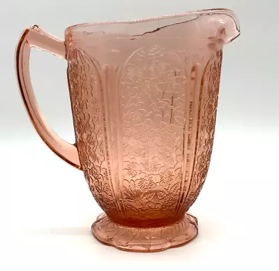 Vintage 1930's Pink  Cherry Blossom  Pattern Depression Glass Water Pitcher • $59.99