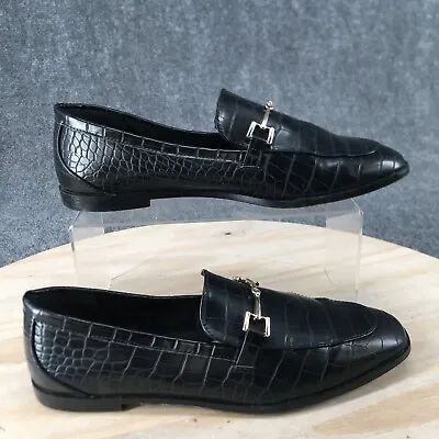 H&M Shoes Womens 9 Bit Loafers Black Faux Leather Almond Toe Casual Comfort • $31.34