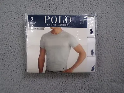 Polo Ralph Lauren T Shirt Mens Small White 3 Pack Crew Neck Slim Fit • $33.99