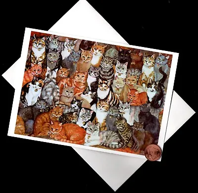 Cats Kittens Tabbies Orange Calico - Large Blank Note Greeting Card W/ TRACKING • $2.99