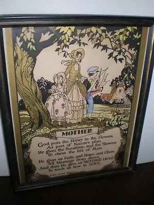 Vintage 1929  Buckbee-Brehm Art Nouveau Motto MOTHER Print ~framed • $9.99