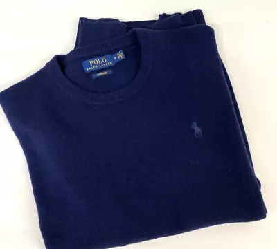 Ralph Lauren 100% Pure Cashmere Jumper Sweater Mens M Navy 723 • £69