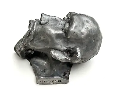 Luciano Italian Heavy Brutalist Metal Sculpture Head Of A Man Mid Century 1961 • $1270