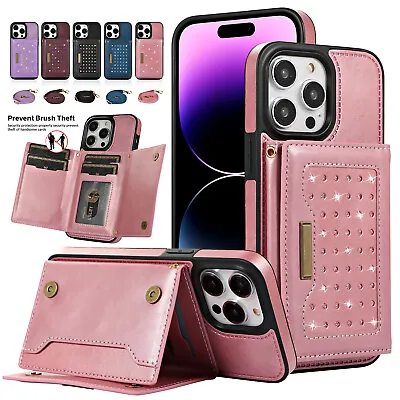 Long Lanyard Leather Wallet Case For IPhone 15 Pro Max 14 13 12 11 XS XR 87 Plus • $12.94