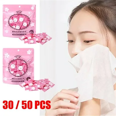 $8.81 • Buy UP 100PCS Disposable Cotton Compressed Washcloth Face Towel Wet Wipe Travel AU