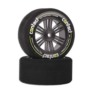 $16.44 • Buy Contact RC J13774 1/10 Foam Rear Tires 30mm 37Shore JAP Black Carbon Wheels (2)