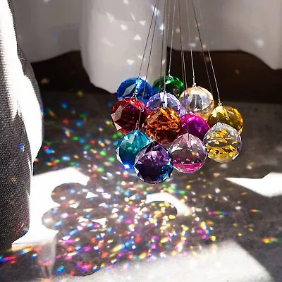 12pcs Crystal Prism Ball Rainbow Maker Window Prisms Hanging Pendant Suncatcher • £14.99
