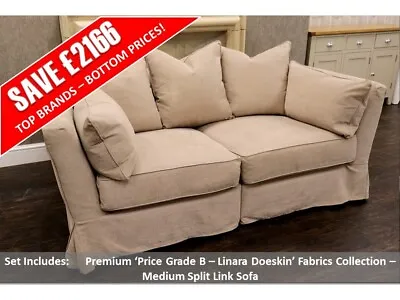 Collins & Hayes Maple  Price Grade B – Linara Doeskin Medium Split Link Sofa • £1099