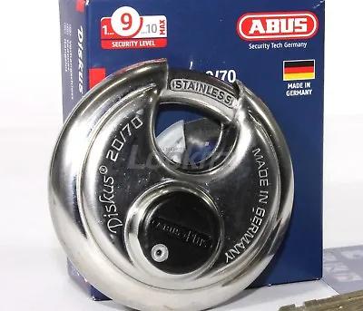 ABUS 20/70 Diskus Round Padlock With Plus Cylinder - KEYED Different • $49.83