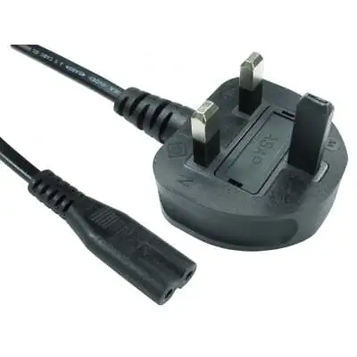 3m Figure Of 8 Power Lead 2 Pin Mains Cable UK Plug Cable Cord C7 Fig Laptop TV • £6.99