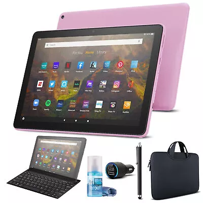 Amazon Fire HD 10 32GB 10.1  Tablet (2021) - Lavender With Sleeve & Keyboard • $116.12