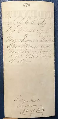 Adam John Glossbrenner PA Congressman Signed 1853 Land Deed Indenture York PA • $20