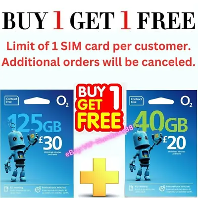 2 X O2 Sim Card New Sealed Only 99p Pay As You Go 02 GREAT PRICE Classic Call UK • £0.99