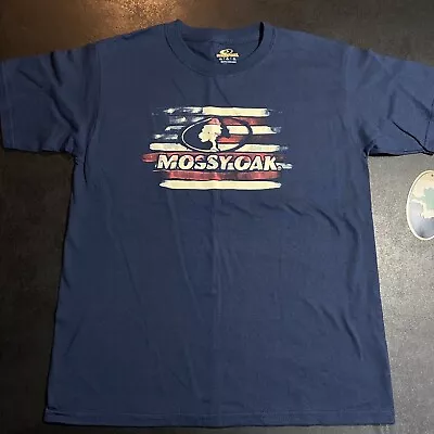 Youth / Boys / Kids Large (NEW W Tag) Mossy Oak American Flag Logo T-Shirt Blue • $6.99