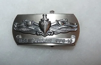 Original Vintage US Navy USS Duncan FFG-10 Silver Washed 3  Belt Buckle • $14.95