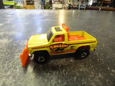 Vintage 1979 Hot Wheels Speedy Removal Snow Plow Pickup Truck Yellow Hong Kong • $12.99