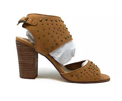 Very Volatile Womens Forward Studded Heeled Dress Sandal Tan Brown Leather 8 M • $19
