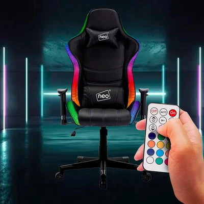 £129.99 • Buy Neo LED Lights Racing Gaming Computer Office Swivel Recliner Leather Chair